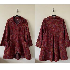 C.M.C (Colour Me Cotton) Boho Double Pocket Tapestry Swing High Low Jacket
